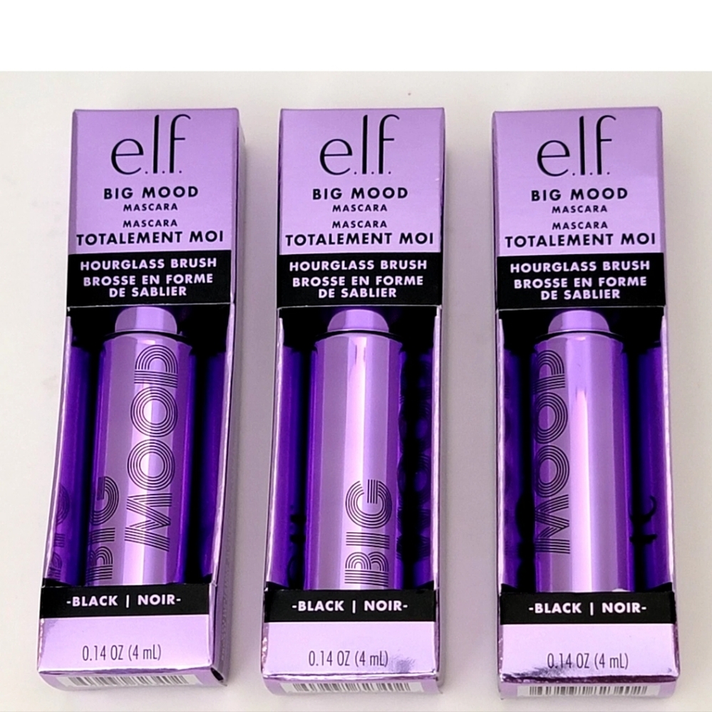 3 pk E.L.F. elf BIG MOOD VOLUME & LIFT MASCARA 0.14 oz BLACK Mini Travel Size